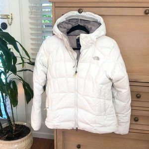 The North Face white puffy jacket Medium